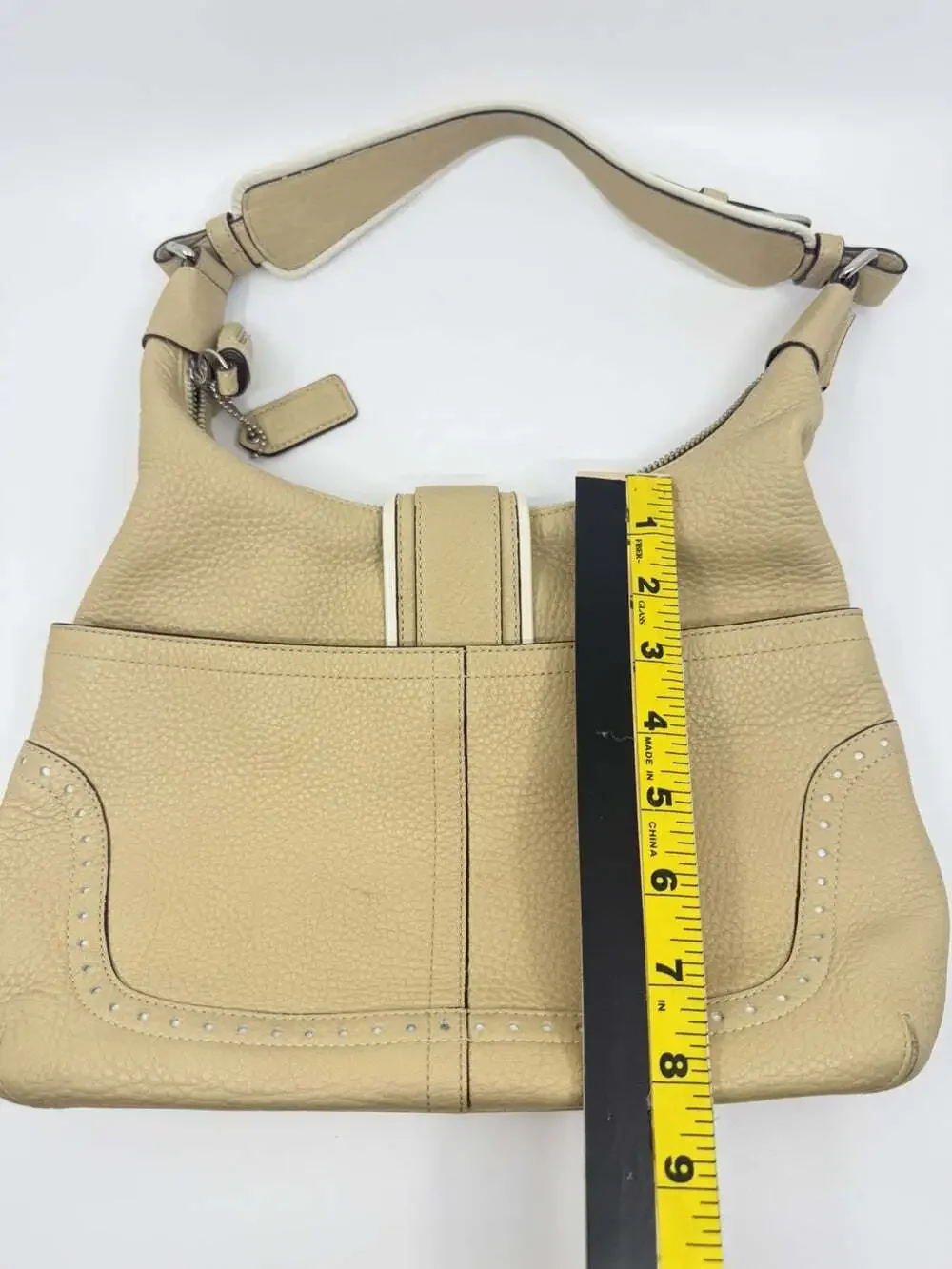 VTG 2005 Coach Hamptons Buckle Hobo 5054 RARE Ivory Pebbled Leather Y2K PRISTINE
